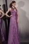 Purple Tone Sequins Halter Backless Zipper Floor Length Formal Dress