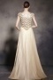 Chic Champagne Tone Cap Sleeves Embroidery Tulle Floor Length Formal Dress