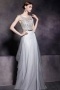 Modern A line Sleeveless Gray Tone Empire Tulle Floor Length School Formal Dress