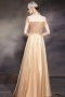 Unique Champagne Tone V neck Short Sleeves Sequins Floor Length Prom Dress