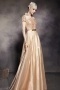Unique Champagne Tone V neck Short Sleeves Sequins Floor Length Prom Dress