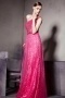 Fushcia Sequins One Shoulder Sleeveless Floor Length Prom Dress