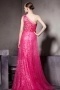 Fushcia Sequins One Shoulder Sleeveless Floor Length Prom Dress
