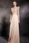 Beautiful Champagne Tone Column One Shoulder Ruched Floor Length Prom Dress