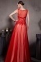A line Red Scoop Beading Appliques Tulle Floor Length School Formal Dress