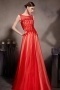 A line Red Scoop Beading Appliques Tulle Floor Length School Formal Dress