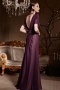 Purple Tone Short Sleeves A line Ruched Chiffon Long Formal Dress