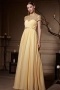 Yellow Tone Jewel Neckline Sheer Back Zipper Chiffon Long Prom Dress