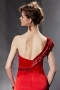Elegant Beading Sequined One Shoulder Mermaid Red Long School Formal Dress