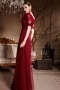 Beautiful Red Tone Flower Tulle One Shoulder Floor Length School Formal Dress