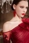 Beautiful Red Tone Flower Tulle One Shoulder Floor Length School Formal Dress