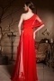 Unique One Shoulder Red Tone Beading Floor Length Chiffon Formal Dress