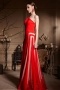 Unique One Shoulder Red Tone Beading Floor Length Chiffon Formal Dress
