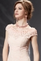Exquisite Lace Flowers Pink Cap Sleeves Chiffon Long School Formal Dress