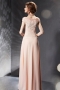 Exquisite Lace Flowers Pink Cap Sleeves Chiffon Long School Formal Dress