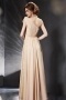 Exquisite Lace Bow Ruched Champagne One Shoulder Chiffon Long Prom Dress