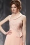 Gorgeous Asymmetric V neck Beading Appliques Pink Chiffon Long Prom Dress