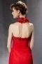 Unique Ruched Sequins Open Back Jewel Chiffon Red Long Formal Dress