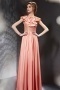 Vintage Lace Ruffles Pink Chiffon Long School Formal Dress