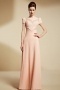 Chic High Neck Long A Line Pink Formal Dress With Sleeves