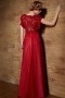 Modern Red Bateau A Line Chiffon Ruffles Prom Dress With Short Sleeves