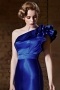 New Long Blue One Shoulder A Line Ruffles Prom Dress With Sleeves