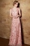 Modern Pink V Neck Flowers Floor Length Sequins Prom Dress