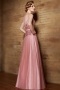 Modern Pink Tulle Bateau A Line Long Sequins Evening Dress
