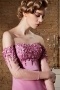 Gorgeous Fuchsia Long Off Shoulder Flowers Evening Dress with Sleeves