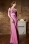 Gorgeous Fuchsia Long Off Shoulder Flowers Evening Dress with Sleeves