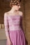 Chic Off Shoulder Fuchsia Long A Line Sequins Prom Dress With Sleeves