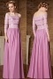 Chic Off Shoulder Fuchsia Long A Line Sequins Prom Dress With Sleeves