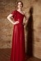 Modern Chiffon Red One Shoulder Long Sequins Prom Dress