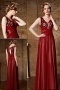 Chic Red Chiffon V Neck Long Sequins Prom Dress