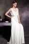 A line White Sleeveless Ruched Embroidery Satin Long Formal Dress