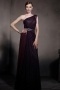 Beautiful Color Block One Shoulder Ruched Bowknot Floor Length School Formal Dress