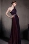 Beautiful Color Block One Shoulder Ruched Bowknot Floor Length School Formal Dress