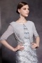 Gray Tone Half Sleeves Sequins Scoop Floor Length Formal Dress