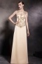 Champagne Tone High Neck Sleeveless Embroidery Floor Length Formal Dress