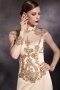 Champagne Tone High Neck Sleeveless Embroidery Floor Length Formal Dress