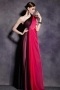 Simple One Shoulder Color Block Ruched Tencel Long Prom Dress