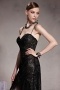 Sexy Black Sequins Spaghetti Straps Sheer Skirt Floor Length Formal Dress