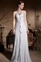 Spaghetti Sequins Straps Silver Gray Ruched Floor Length Prom Dress