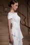 White Off Shoulder Embroidery Zipper Floor Length Chiffon Formal Dress