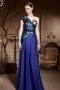 Chic One Shoulder Blue Tone Beading A line Floor Length Formal Dress
