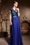 Chic One Shoulder Blue Tone Beading A line Floor Length Formal Dress