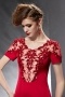Vintage Appliques Beading Red Short Sleeves Long Formal Dress