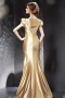 Stunning Beading Gold Short Sleeves Long Formal Dress