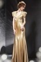 Stunning Beading Gold Short Sleeves Long Formal Dress