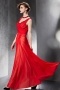 Elegant Appliques Ruched Red Chiffon Long Formal Dress